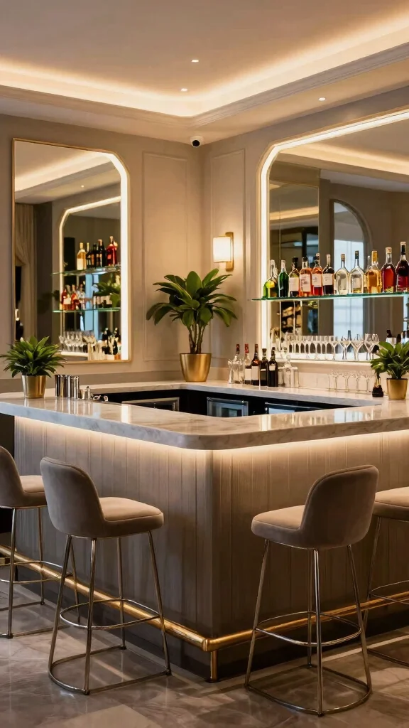 12 Basement Entertainment Room Ideas for a Fun Stylish Social Space - 4. Stylish Bar Area 1