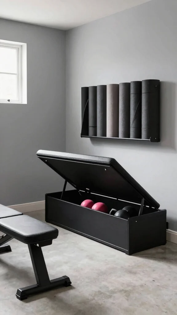 12 Basement Home Gym Ideas for a Complete Space-Smart Workout Room - 1. Multi-Functional Furniture 1
