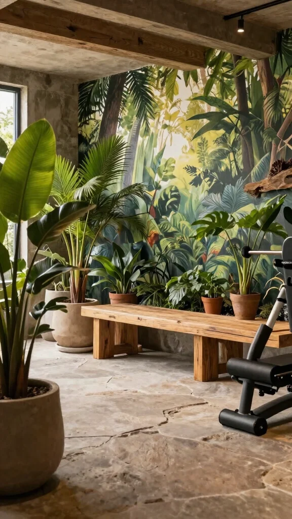 12 Basement Home Gym Ideas for a Complete Space-Smart Workout Room - 10. Outdoor Elements 1