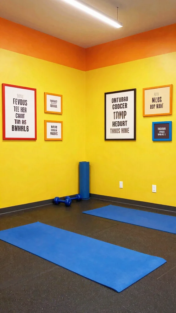 12 Basement Home Gym Ideas for a Complete Space-Smart Workout Room - 2. Bright and Motivating Colors 1
