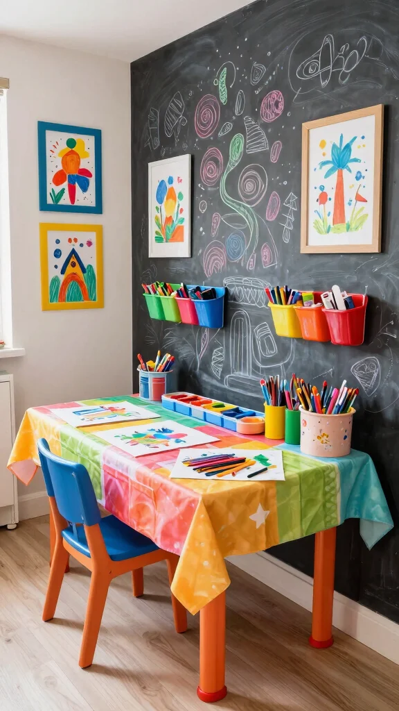 12 Basement Kids Play Area Ideas for a Fun Safe Organized Space - 2. Interactive Art Station 1