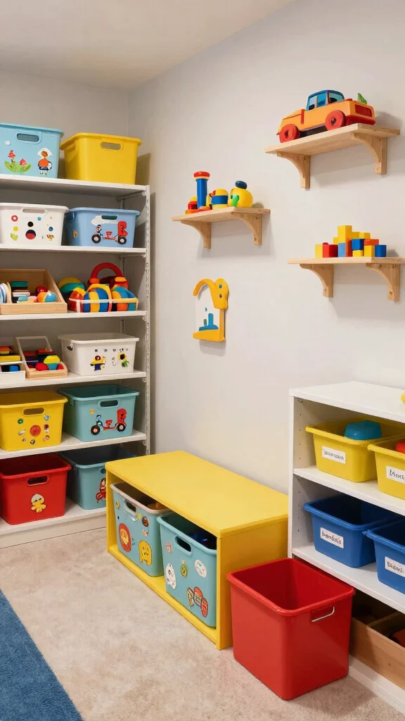 12 Basement Kids Play Area Ideas for a Fun Safe Organized Space - 3. Playful Storage Solutions 1