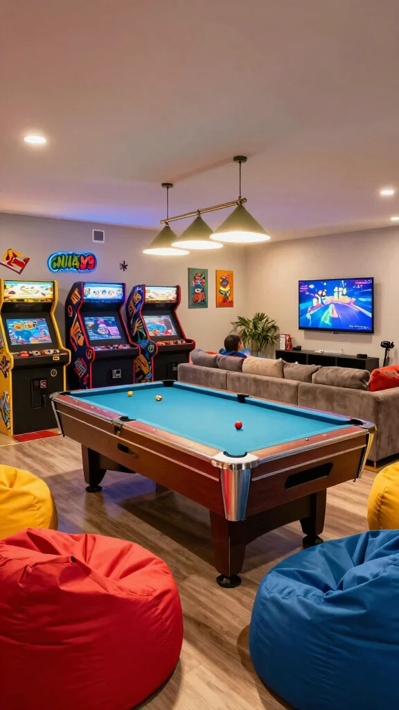 12 Basement Layout Floor Plan Ideas for a Functional Well-Designed Space - 5. Family Game Room 1