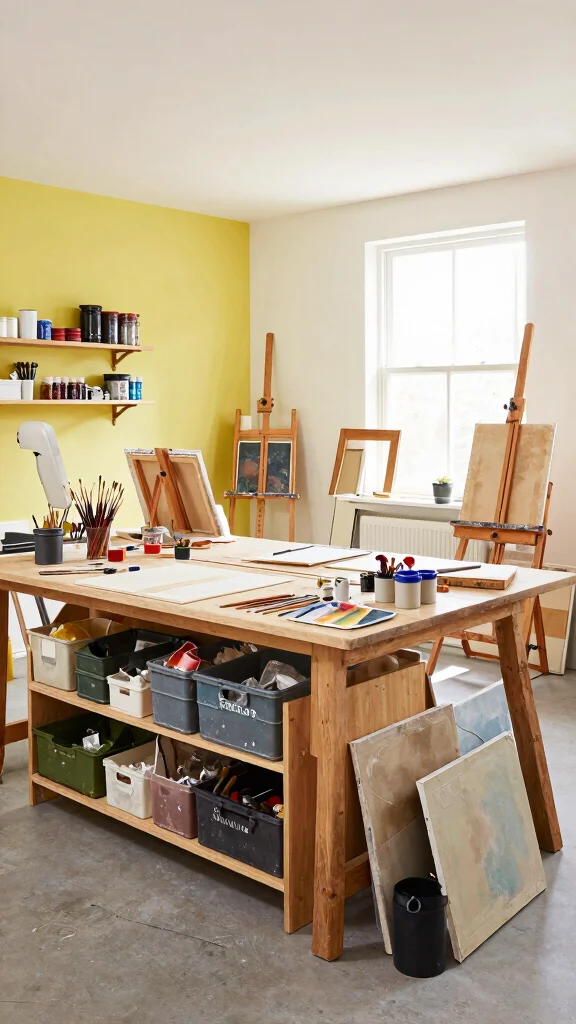 12 Basement Layout Floor Plan Ideas for a Functional Well-Designed Space - 9. Art Studio Space 1