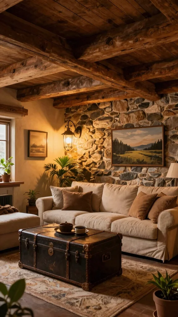 12 Basement Living Room Ideas for a Cozy Stylish Lower Level - 5. Rustic Charm 1