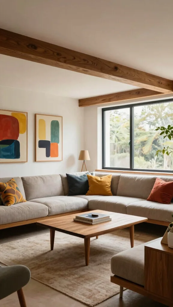 12 Basement Living Room Ideas for a Cozy Stylish Lower Level - 7. Mid-Century Modern Style 1