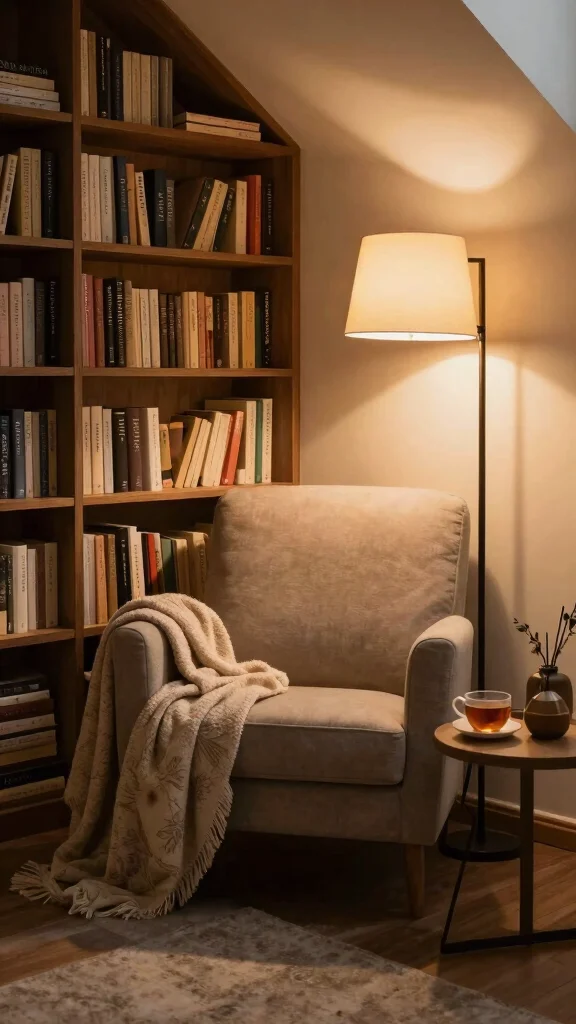 12 Basement Living Room Ideas for a Cozy Stylish Lower Level - 8. Cozy Reading Nook 1