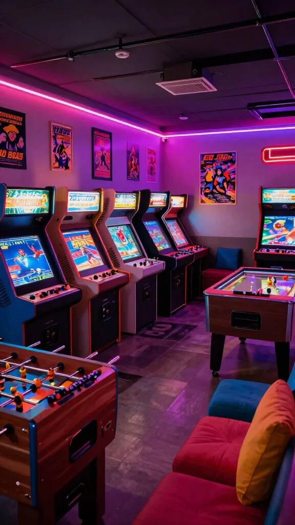 12 Basement Rec Room Ideas for a Fun Multi-Use Entertainment Space - 10. Retro Arcade Room 1