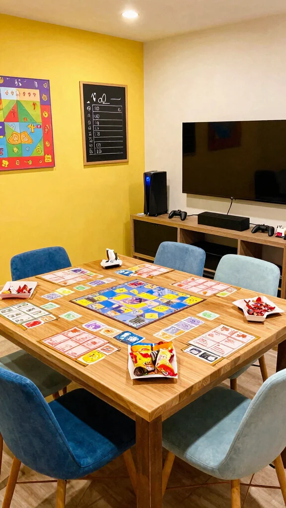 12 Basement Rec Room Ideas for a Fun Multi-Use Entertainment Space - 2. Game Night Central 1