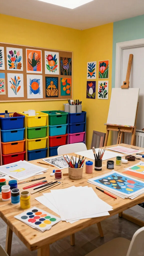 12 Basement Rec Room Ideas for a Fun Multi-Use Entertainment Space - 4. Arts and Crafts Studio 1