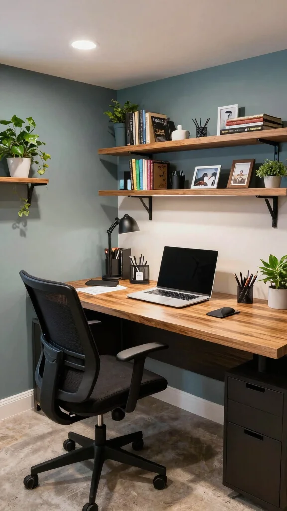 12 Basement Rec Room Ideas for a Fun Multi-Use Entertainment Space - 9. Multi-Functional Office Space 1