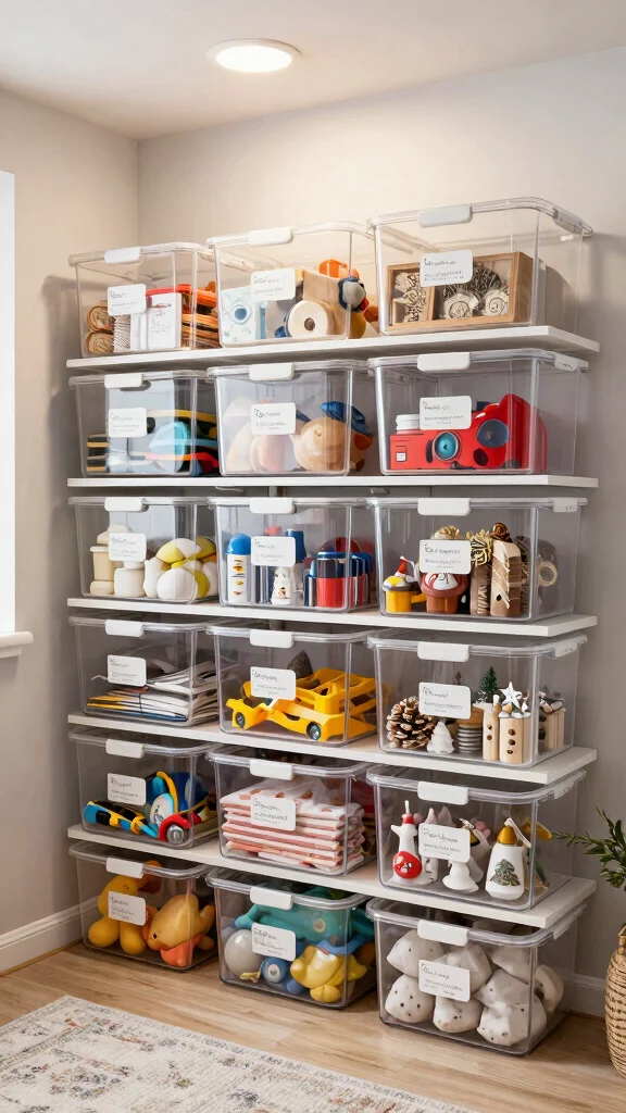 12 Basement Storage Room Organization Ideas for a Tidy Efficient Space - 2. Clear Storage Bins 1