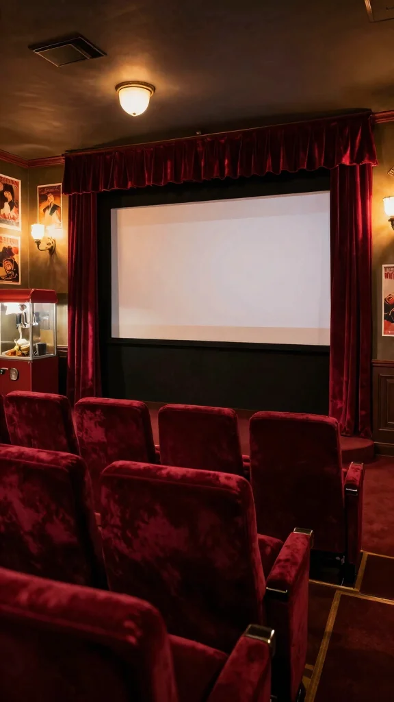 12 Basement Theater Room Ideas for a Stunning Home Cinema - 2. Vintage Cinema Vibes 1