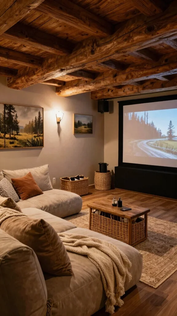 12 Basement Theater Room Ideas for a Stunning Home Cinema - 9. Cozy Cottage Retreat 1
