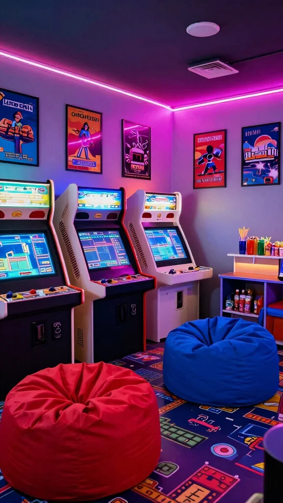 12 Basement Video Game Room Ideas for the Ultimate Gaming Setup - 1. Retro Arcade Vibes 1