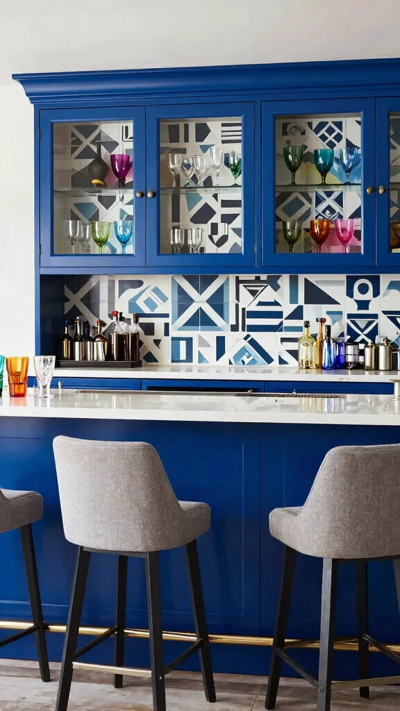 12 Basement Wet Bar Ideas for a Fully Equipped Stylish Home Bar - 11. Bold Color Choices 1