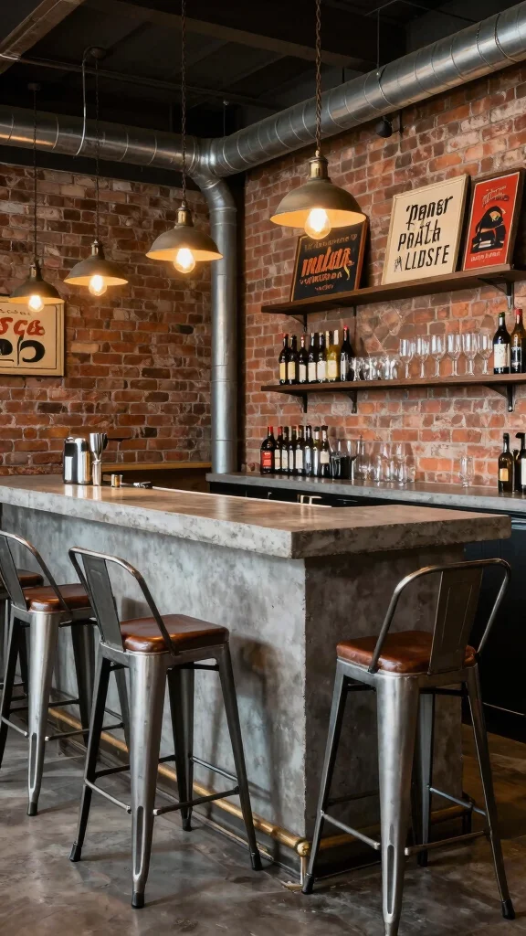 12 Basement Wet Bar Ideas for a Fully Equipped Stylish Home Bar - 4. Chic Urban Loft 1