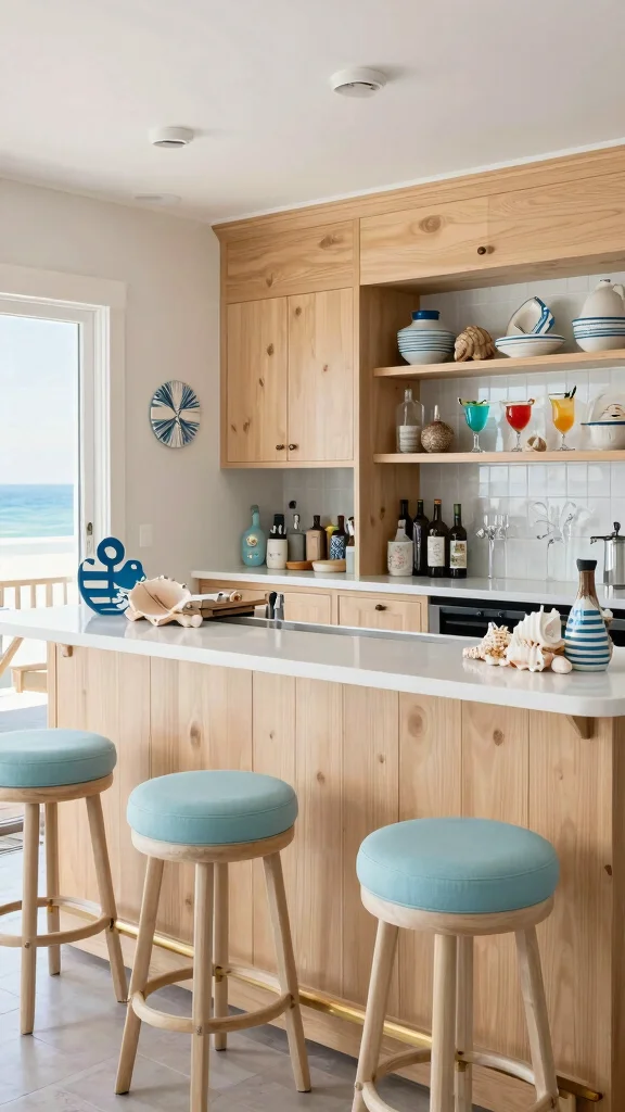 12 Basement Wet Bar Ideas for a Fully Equipped Stylish Home Bar - 5. Coastal Breeze Vibe 1