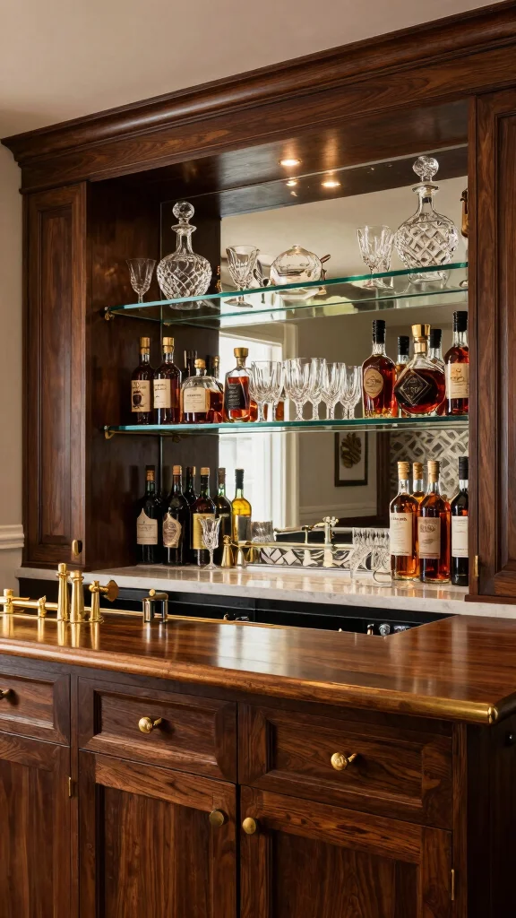 12 Basement Wet Bar Ideas for a Fully Equipped Stylish Home Bar - 6. Classic Elegance with Dark Woods 1