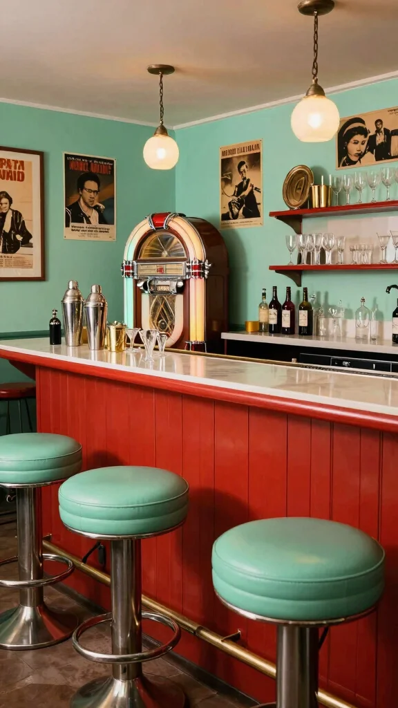 12 Basement Wet Bar Ideas for a Fully Equipped Stylish Home Bar - 9. Vintage Throwback Bar 1
