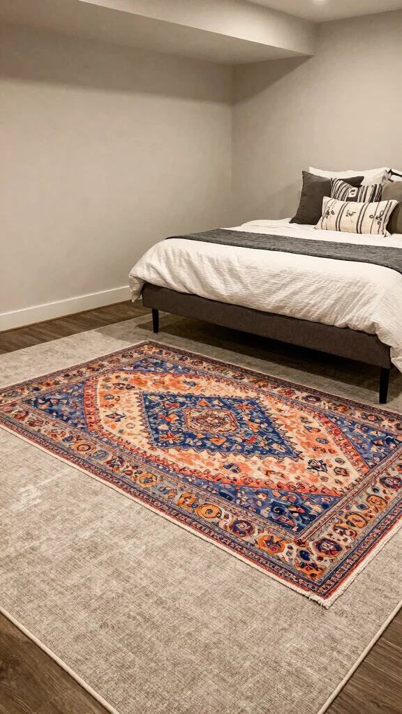 12 Budget Basement Bedroom Ideas That Look Polished Without the Cost - 11. Layered Rugs for Texture 1