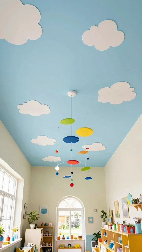 12 Colorful Nursery Ideas for a Fun Vibrant Joyful Baby Room - 11. Colorful Ceiling Designs 1