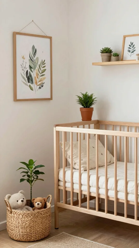 12 Nursery Corner in Parents Room Ideas for a Cozy Space-Smart Setup - 6. Nature-Inspired Decor 1