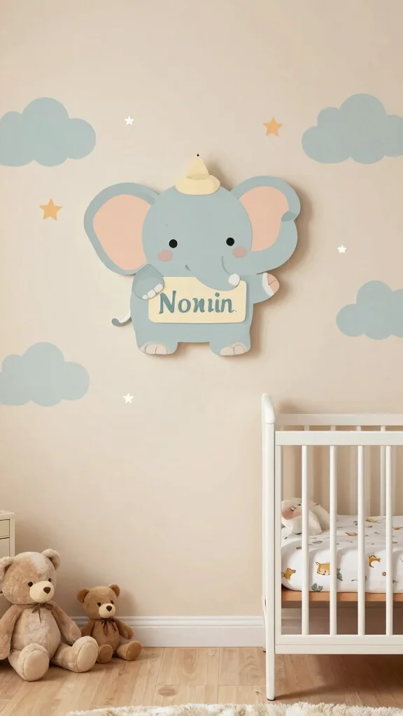 12 Nursery Name Sign Ideas for a Personalized Beautiful Baby Room - 2. Whimsical Animal Shapes 1