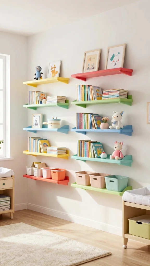 12 Small Nursery Room Ideas That Maximize Every Inch - 1. Optimize Vertical Space with Shelving Units 1