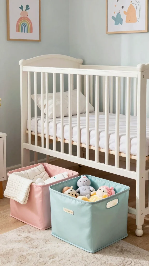 12 Small Nursery Room Ideas That Maximize Every Inch - 5. Utilize Under-Crib Storage 1