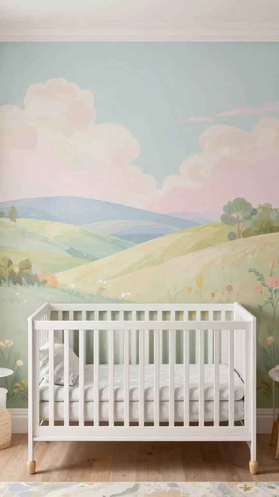 12 Small Nursery Room Ideas That Maximize Every Inch - 7. Consider a Murals or Wall Decals for Depth 1