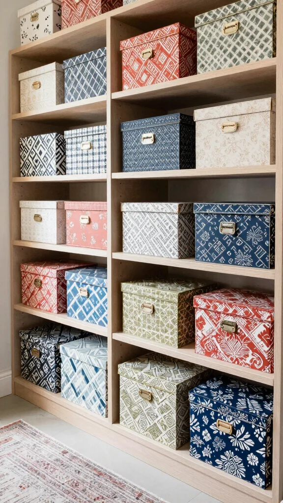 12 Storage Room Built-In Ideas for a Custom Space-Smart Organization - 6. Decorative Box Storage 1