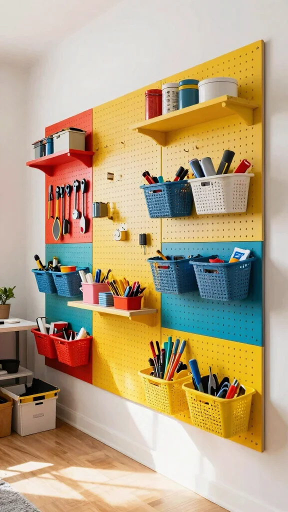 12 Storage Room Built-In Ideas for a Custom Space-Smart Organization - 8. Pegboard Wall for Versatile Organization 1