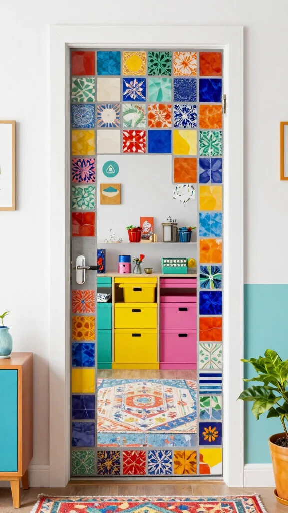 12 Storage Room Door Ideas for a Stylish Space-Saving Entrance - 8. Colorful Mosaic Doors 1