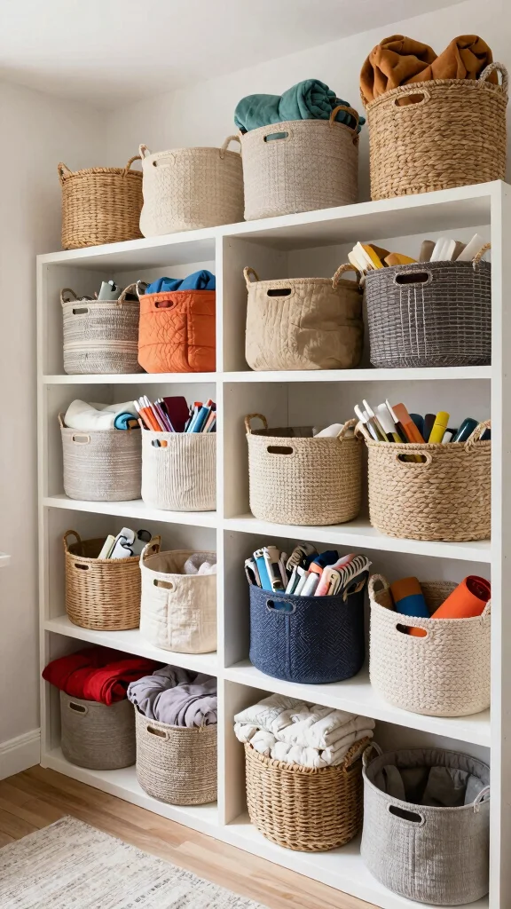 12 Storage Room Floor Plan Layout Ideas for a Functional Smart Space - 11. Utilize Baskets for Stylish Storage 1