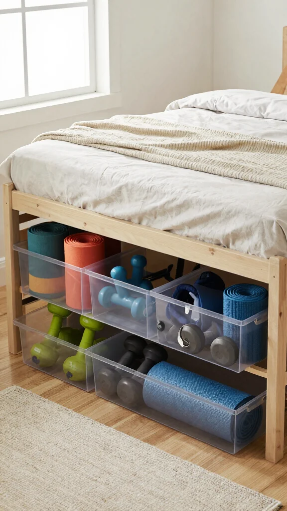 12 Storage Room Home Gym Ideas for a Compact Functional Workout Space - 5. Utilizing Under-Bed Space 1