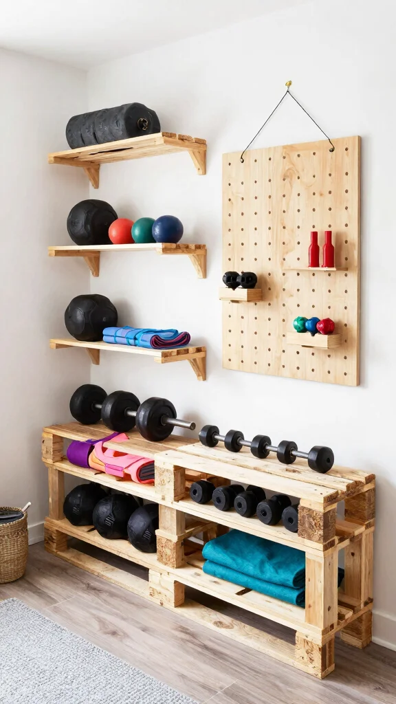 12 Storage Room Home Gym Ideas for a Compact Functional Workout Space - 9. DIY Storage Solutions 1