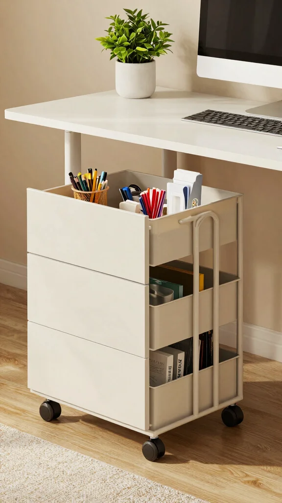 12 Storage Room Home Office Ideas for a Productive Organized Workspace - 4. Utilize Under-Desk Storage 1