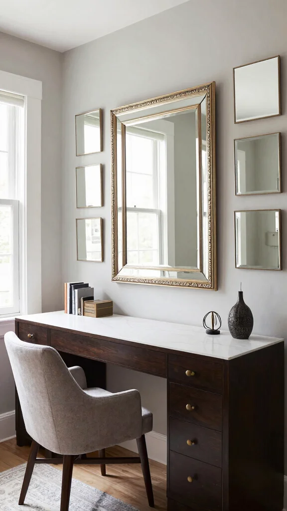 12 Storage Room Home Office Ideas for a Productive Organized Workspace - 9. Use Mirrors Strategically 1