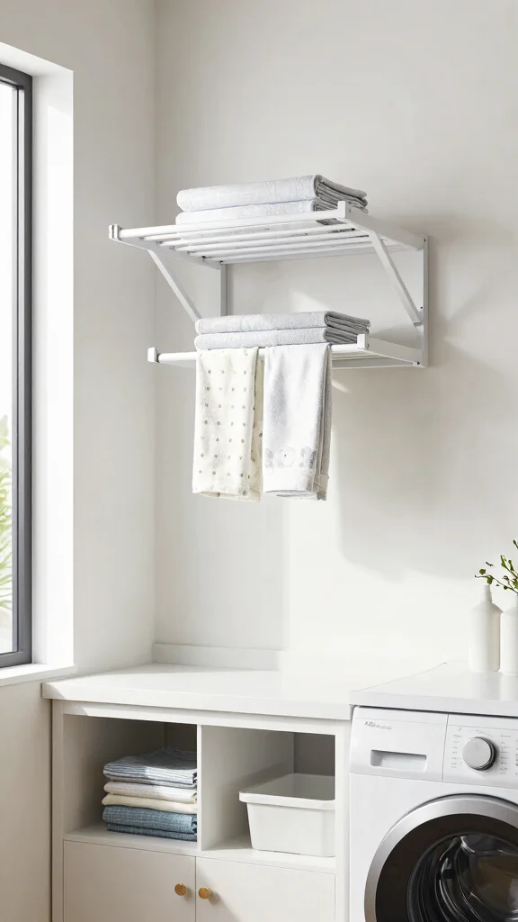 12 Storage Room Laundry Room Ideas for a Functional Tidy Combined Space - 5. Hang a Drying Rack 1