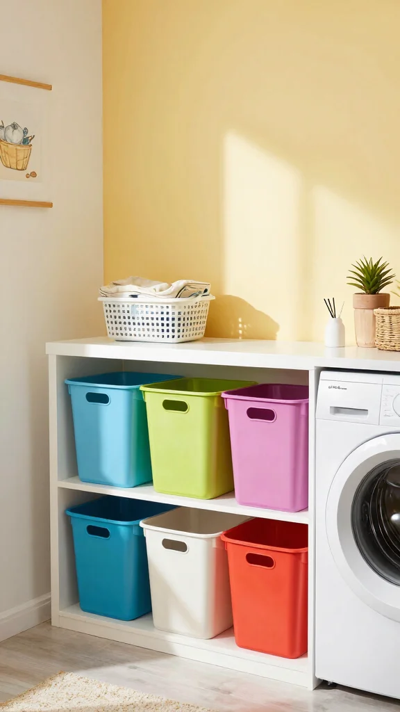 12 Storage Room Laundry Room Ideas for a Functional Tidy Combined Space - 7. Use Color-Coded Organization 1