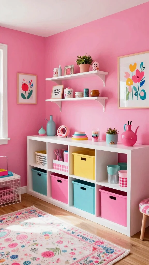 12 Storage Room Paint Color Ideas for a Bright Welcoming Functional Space - 11. Bright Flamingo Pink 1