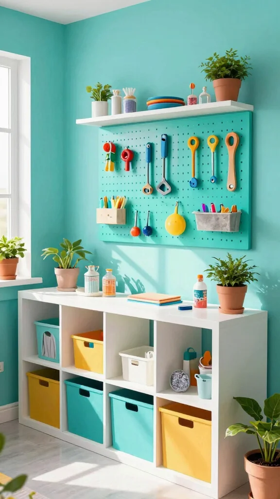 12 Storage Room Paint Color Ideas for a Bright Welcoming Functional Space - 4. Vibrant Turquoise 1