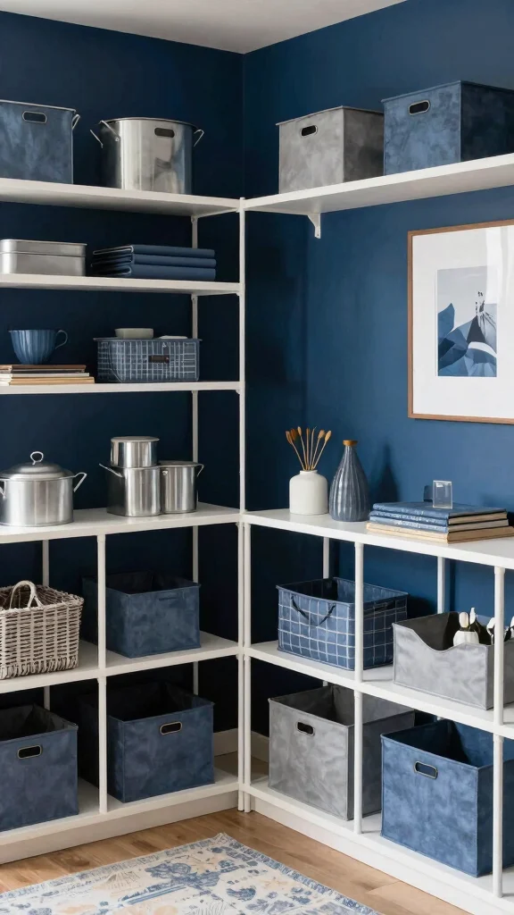 12 Storage Room Paint Color Ideas for a Bright Welcoming Functional Space - 6. Bold Indigo Blue 1