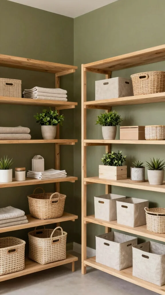 12 Storage Room Paint Color Ideas for a Bright Welcoming Functional Space - 8. Earthy Olive Green 1