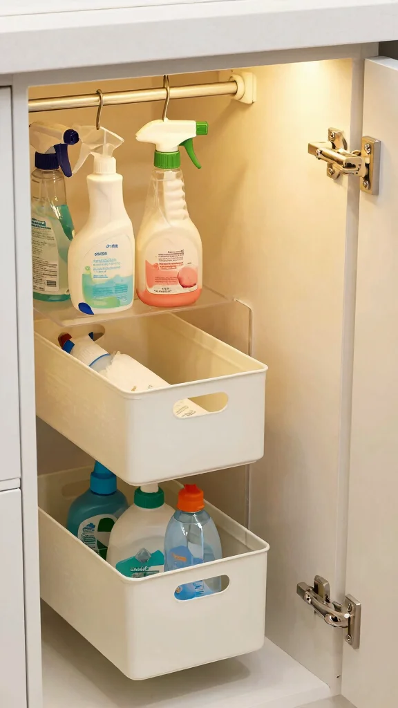 12 Storage Room for Cleaning Supplies Ideas for a Safe Tidy Space - 10. Under-Sink Storage Ideas 1