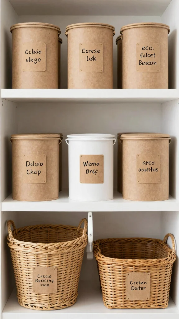 12 Storage Room for Cleaning Supplies Ideas for a Safe Tidy Space - 7. Eco-Friendly Labels for Organization 1