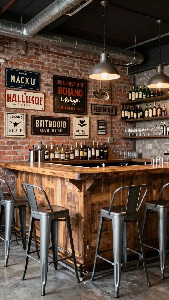 13 Basement Bar Design Ideas for a Stylish Functional Home Bar - 2. Industrial Chic Bar 1
