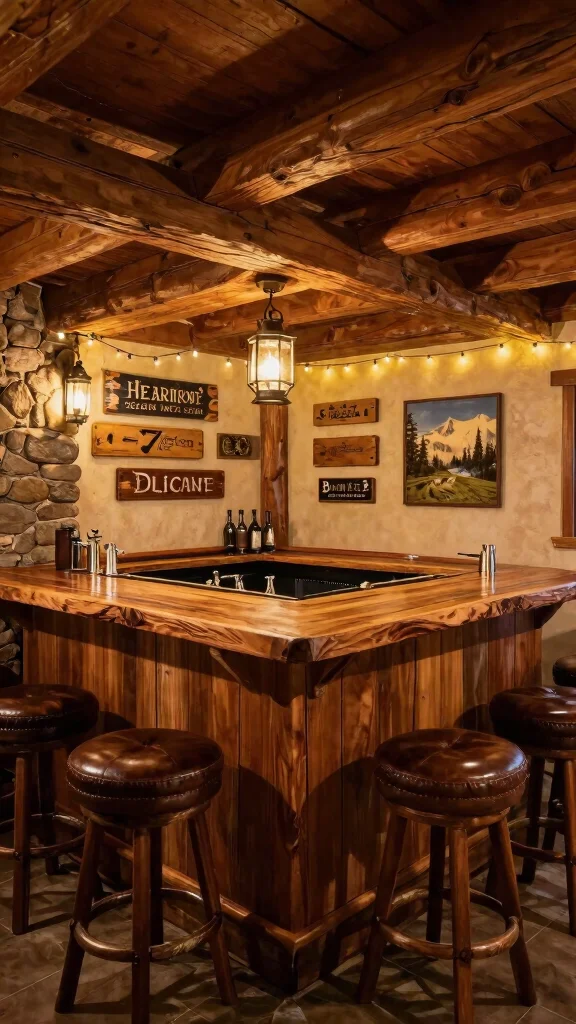 13 Basement Bar Design Ideas for a Stylish Functional Home Bar - 4. Rustic Retreat 1