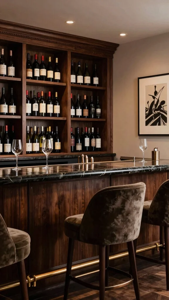 13 Basement Bar Design Ideas for a Stylish Functional Home Bar - 6. Elegant Wine Bar 1